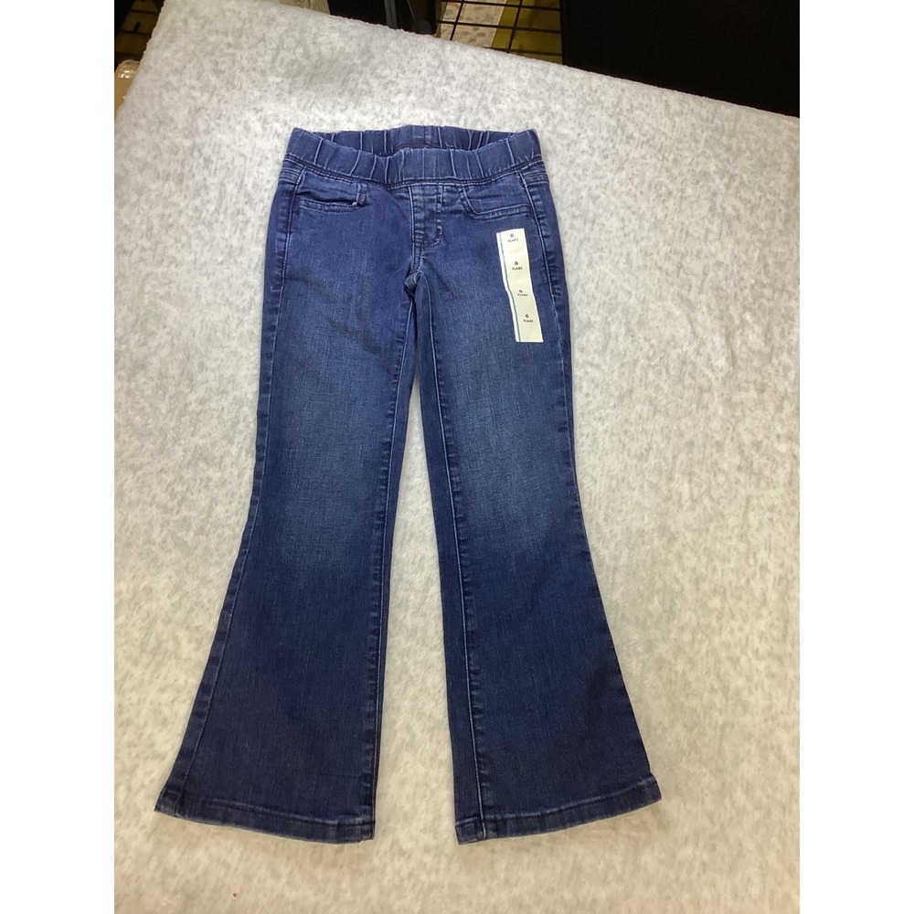 Cat & Jack Girls Flare Jeans Dark Wash Pull On Denim Pants Size 6 NEW